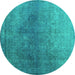 Round Persian Turquoise Bohemian Rug, con1949turq