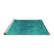 Sideview of Machine Washable Persian Turquoise Bohemian Area Rugs, wshcon1949turq