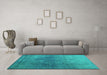 Machine Washable Persian Turquoise Bohemian Area Rugs in a Living Room,, wshcon1949turq