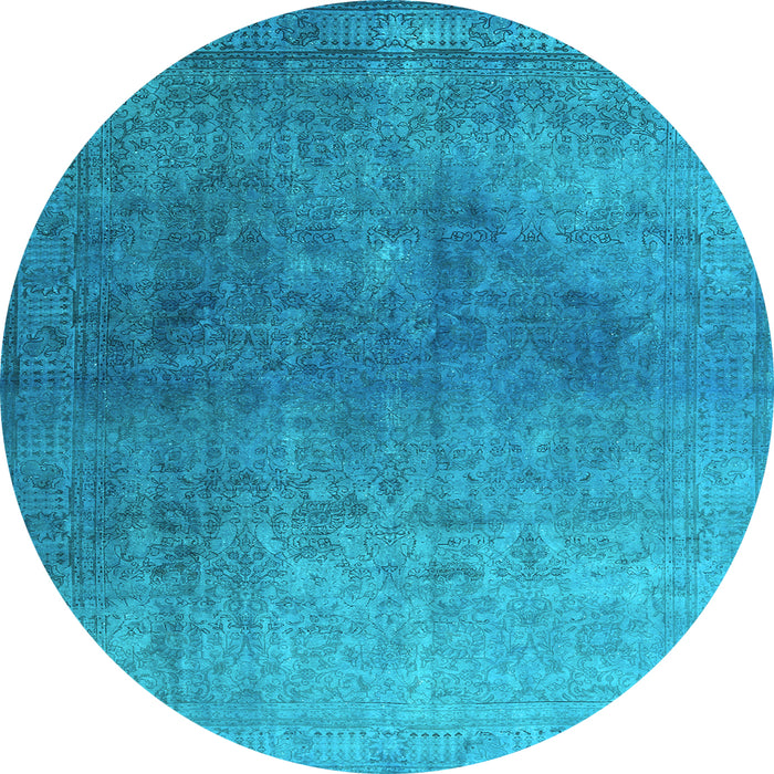 Round Persian Light Blue Bohemian Rug, con1949lblu