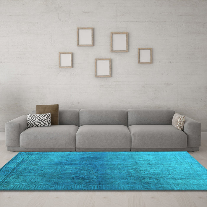 Machine Washable Persian Light Blue Bohemian Rug in a Living Room, wshcon1949lblu