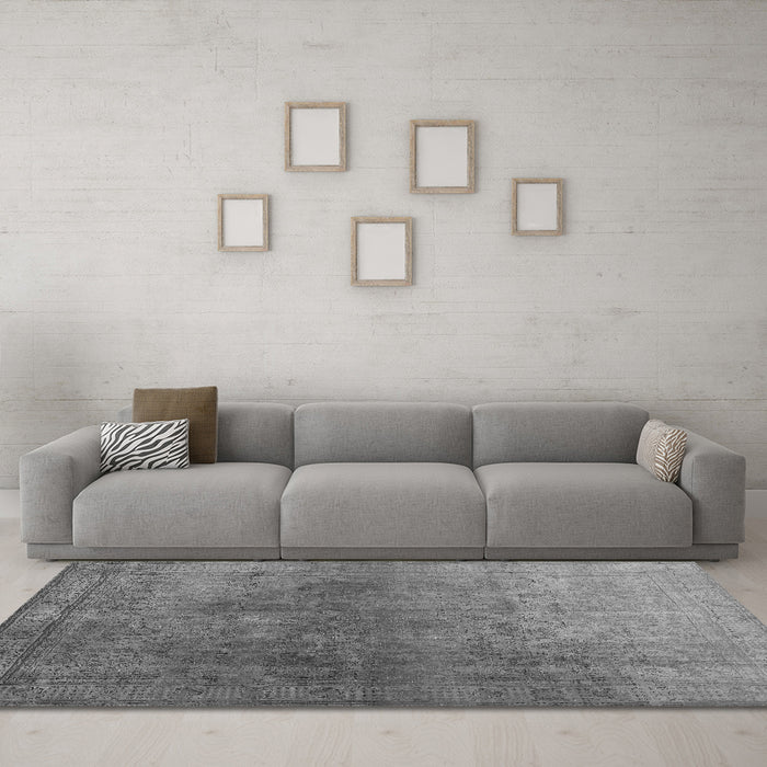 Machine Washable Persian Gray Bohemian Rug in a Living Room,, wshcon1949gry