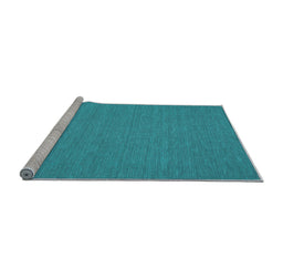 Sideview of Machine Washable Abstract Light Blue Contemporary Rug, wshcon194lblu