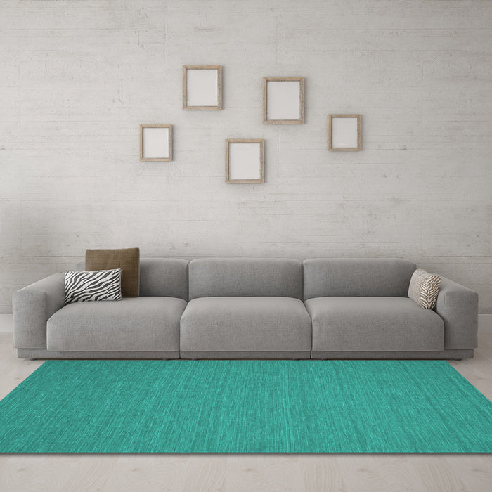 Machine Washable Abstract Turquoise Contemporary Area Rugs in a Living Room,, wshcon194turq