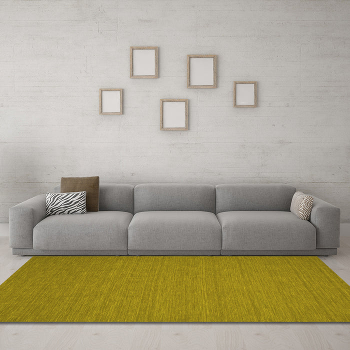 Machine Washable Abstract Yellow Contemporary Rug in a Living Room, wshcon194yw