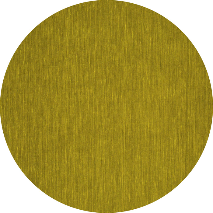 Round Machine Washable Abstract Yellow Contemporary Rug, wshcon194yw