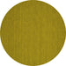 Round Machine Washable Abstract Yellow Contemporary Rug, wshcon194yw