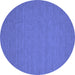 Round Abstract Blue Contemporary Rug, con194blu