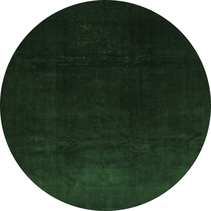 Round Machine Washable Abstract Emerald Green Contemporary Area Rugs, wshcon1950emgrn