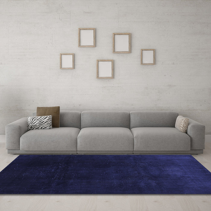 Machine Washable Abstract Blue Contemporary Rug in a Living Room, wshcon1950blu