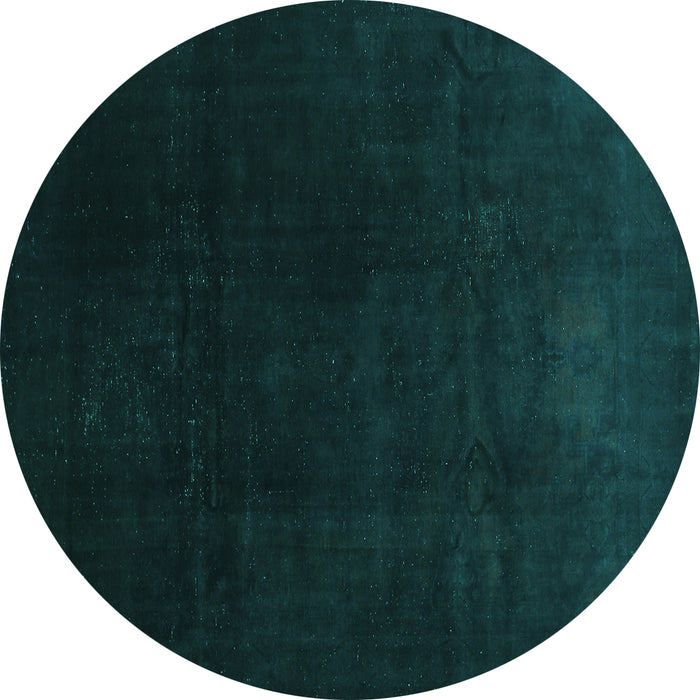Round Abstract Turquoise Contemporary Rug, con1950turq