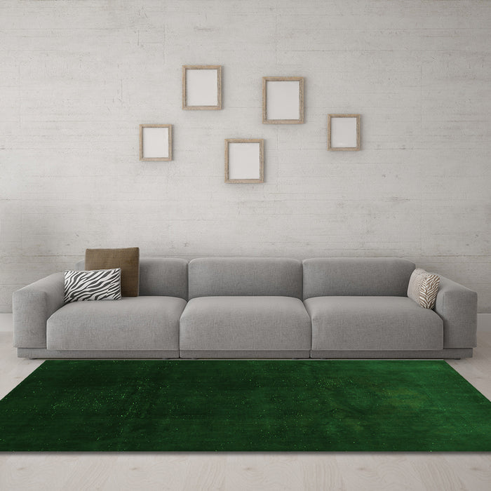 Machine Washable Abstract Green Contemporary Area Rugs in a Living Room,, wshcon1950grn