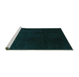 Sideview of Machine Washable Abstract Turquoise Contemporary Area Rugs, wshcon1950turq