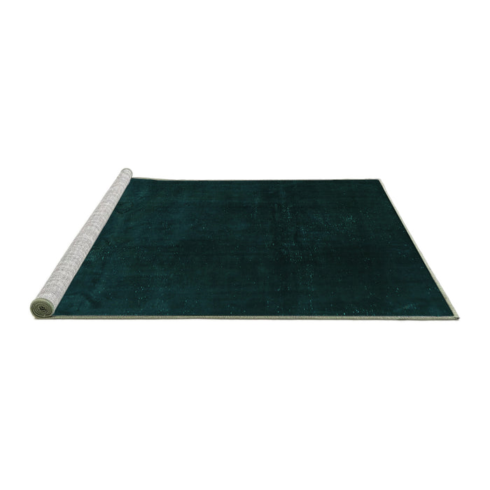 Sideview of Machine Washable Abstract Turquoise Contemporary Area Rugs, wshcon1950turq
