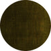 Round Abstract Yellow Contemporary Rug, con1950yw