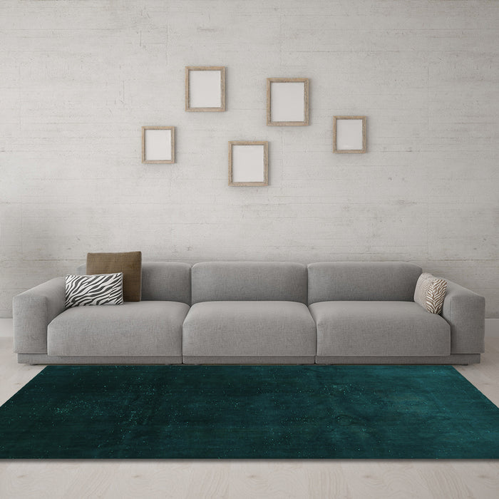 Machine Washable Abstract Turquoise Contemporary Area Rugs in a Living Room,, wshcon1950turq