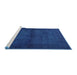 Serging Thickness of Machine Washable Contemporary Blueberry Blue Rug, wshcon1951