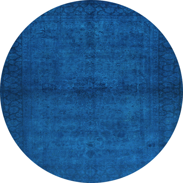 Round Abstract Light Blue Contemporary Rug, con1951lblu