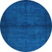 Round Abstract Light Blue Contemporary Rug, con1951lblu