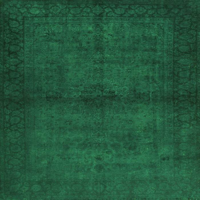 Round Machine Washable Abstract Green Contemporary Area Rugs, wshcon1951grn