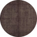 Round Abstract Brown Contemporary Rug, con1951brn