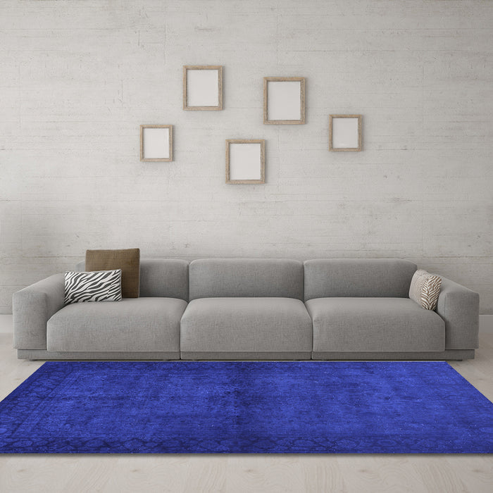 Machine Washable Abstract Blue Contemporary Rug in a Living Room, wshcon1951blu
