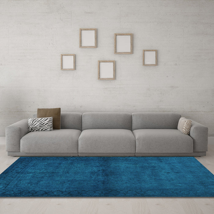 Machine Washable Abstract Turquoise Contemporary Area Rugs in a Living Room,, wshcon1951turq