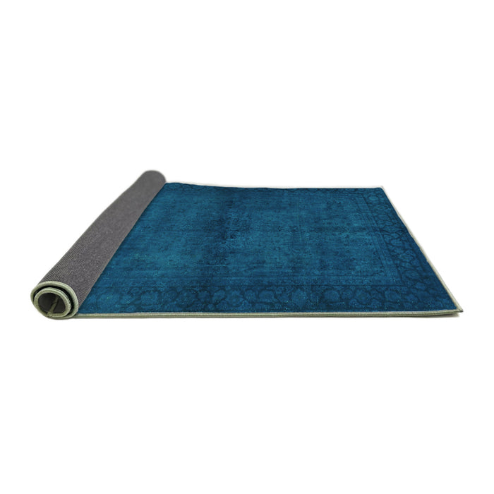 Sideview of Abstract Turquoise Contemporary Rug, con1951turq