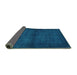 Sideview of Abstract Turquoise Contemporary Rug, con1951turq