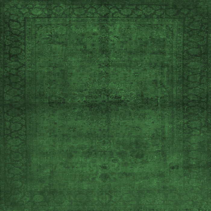 Square Machine Washable Abstract Emerald Green Contemporary Area Rugs, wshcon1951emgrn