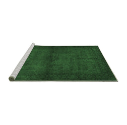 Sideview of Machine Washable Abstract Emerald Green Contemporary Area Rugs, wshcon1951emgrn