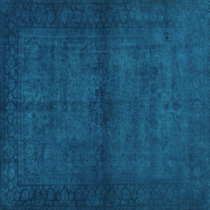 Square Machine Washable Abstract Turquoise Contemporary Area Rugs, wshcon1951turq