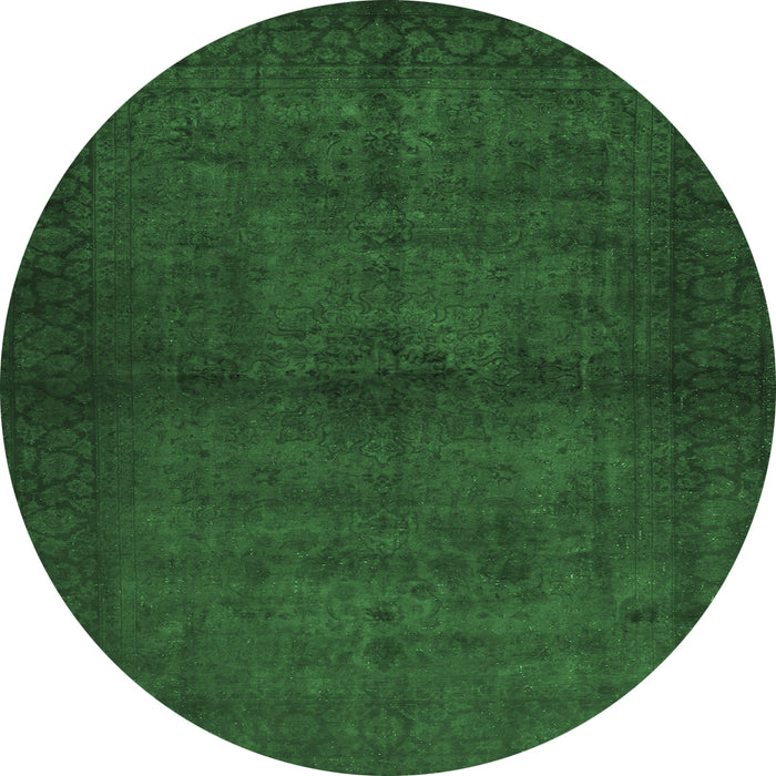Round Abstract Emerald Green Contemporary Rug, con1951emgrn