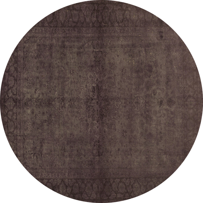 Round Machine Washable Abstract Brown Contemporary Rug, wshcon1951brn