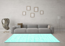 Machine Washable Solid Turquoise Modern Area Rugs in a Living Room,, wshcon1952turq