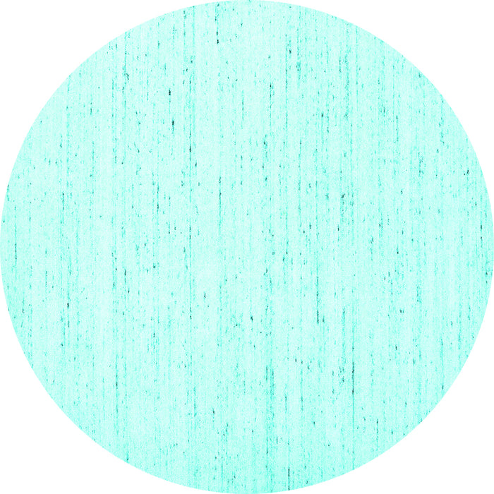 Round Machine Washable Solid Turquoise Modern Area Rugs, wshcon1952turq