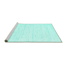 Sideview of Machine Washable Solid Turquoise Modern Area Rugs, wshcon1952turq