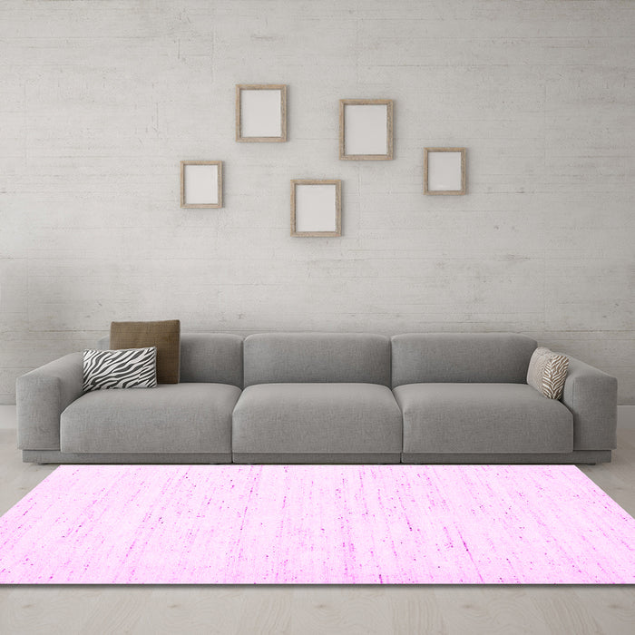 Machine Washable Solid Pink Modern Rug in a Living Room, wshcon1952pnk