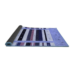 Sideview of Abstract Blue Contemporary Rug, con1953blu