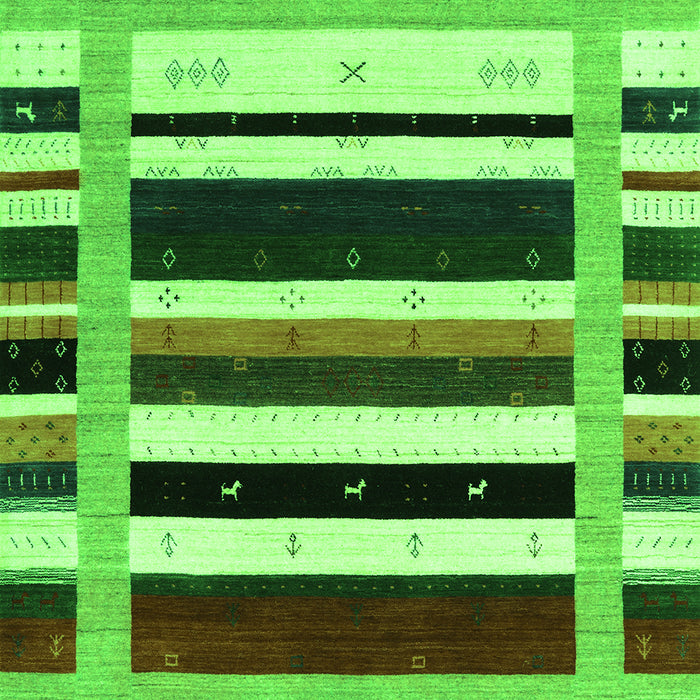Serging Thickness of Machine Washable Abstract Green Contemporary Area Rugs, wshcon1953grn