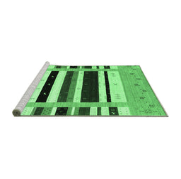 Sideview of Machine Washable Abstract Emerald Green Contemporary Area Rugs, wshcon1953emgrn