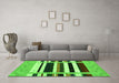 Machine Washable Abstract Green Contemporary Area Rugs in a Living Room,, wshcon1953grn