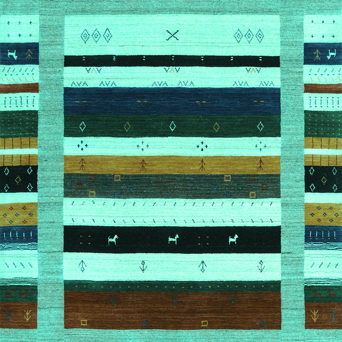 Machine Washable Abstract Turquoise Contemporary Area Rugs, wshcon1953turq