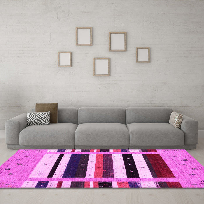 Machine Washable Abstract Pink Contemporary Rug in a Living Room, wshcon1953pnk