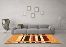Machine Washable Abstract Orange Contemporary Area Rugs in a Living Room, wshcon1953org