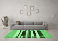Machine Washable Abstract Emerald Green Contemporary Rug, wshcon1953emgrn