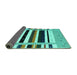 Sideview of Abstract Turquoise Contemporary Rug, con1953turq