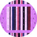 Round Machine Washable Abstract Purple Contemporary Area Rugs, wshcon1953pur