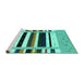 Sideview of Machine Washable Abstract Turquoise Contemporary Area Rugs, wshcon1953turq