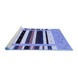 Sideview of Machine Washable Abstract Blue Contemporary Rug, wshcon1953blu